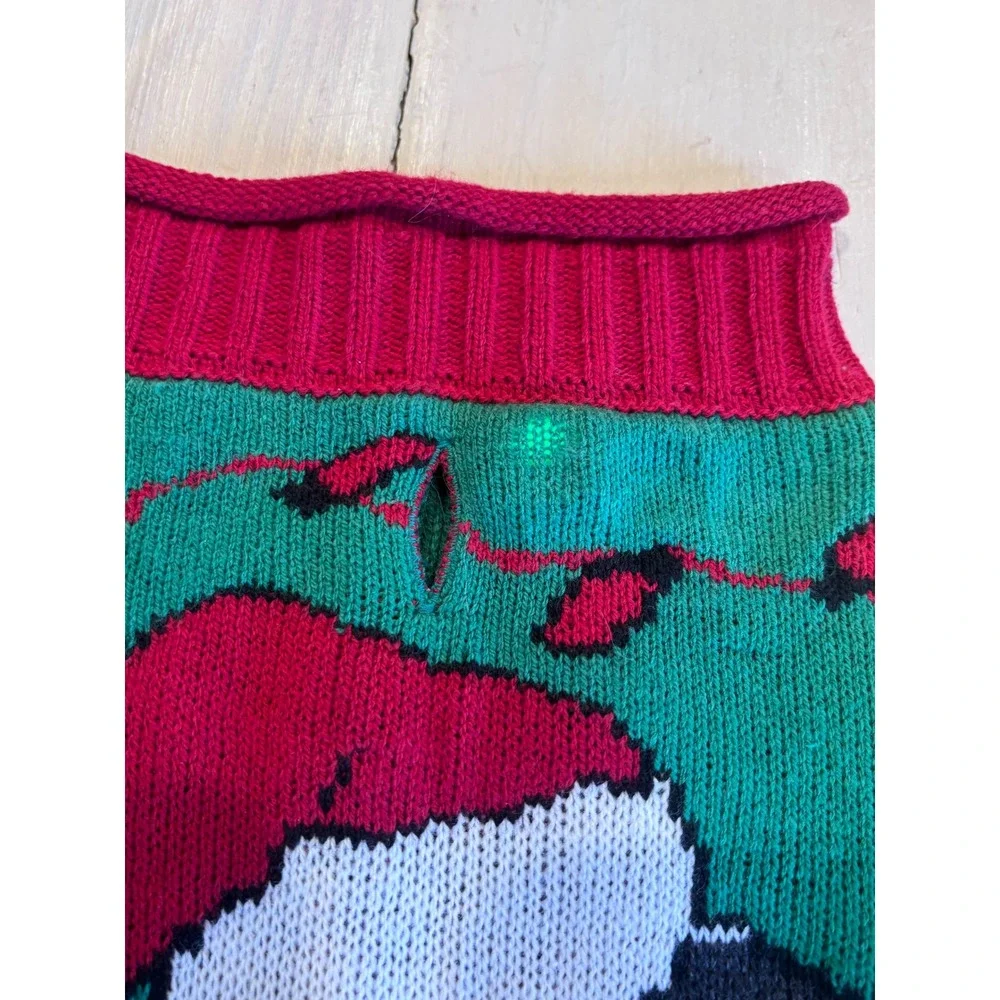 Ugly Christmas Sweater Pug Santa Cookies Light Up Pet Dog Sweater Green Red Med